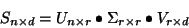 \begin{displaymath}
S_{n \times d} = U_{n \times r} \bullet \Sigma _{r \times r} \bullet V_{r \times d}
\end{displaymath}