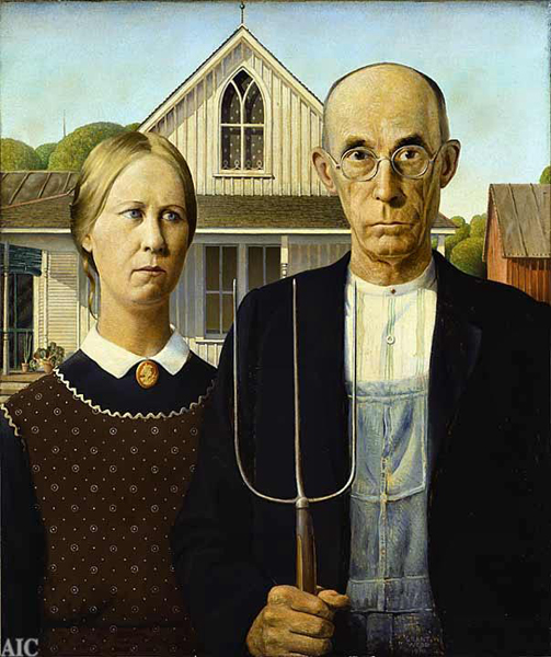 american gothic painting. Grant Wood American Gothic